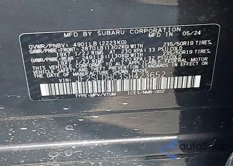2025 Subaru Forester Sport from USA, damaged, VIN JF2SLDHC3SH423652